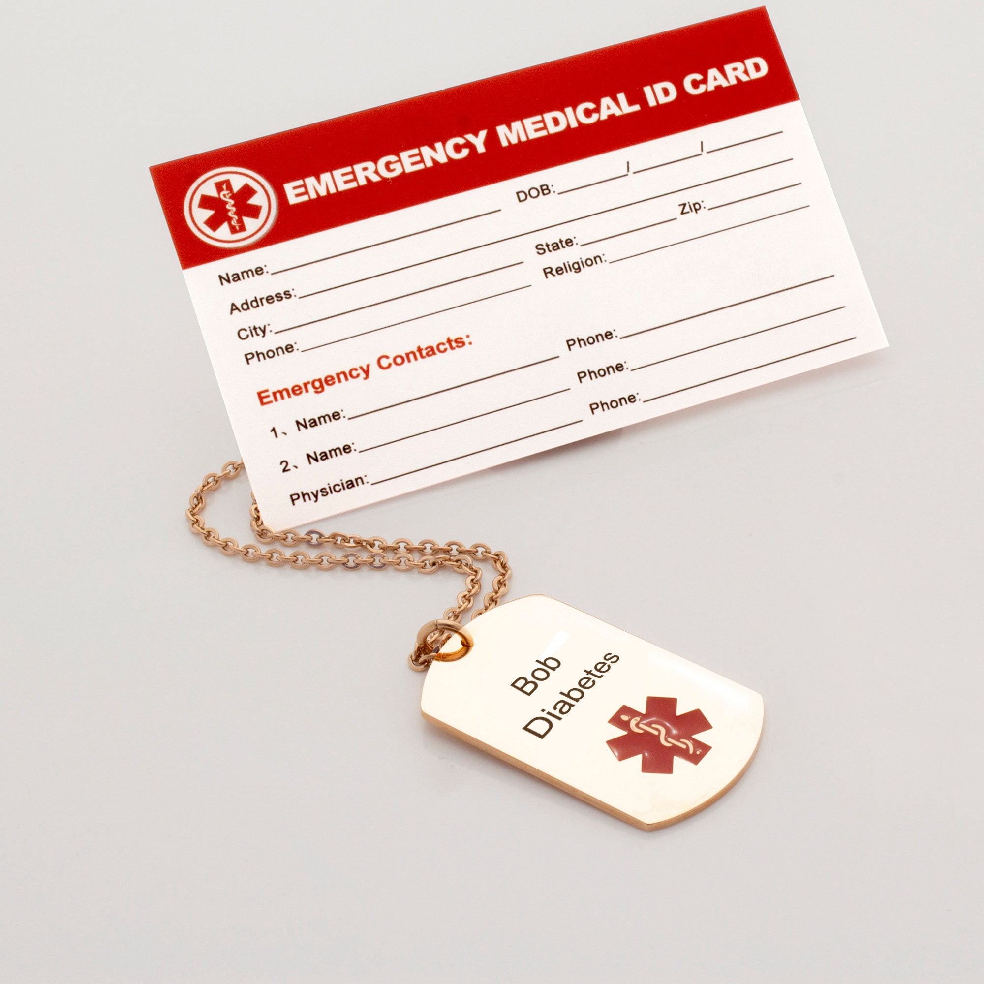 Medical Alert ID Dog Tag Necklace - Personalized Alert Medical Necklace ...
