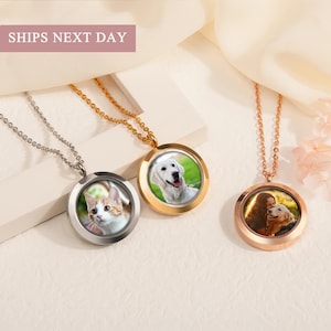 Pet Jewelry - Pets Locket Necklace - Glass Locket Necklace With Photo - Locket Necklace Personalized - Dog Memorial Gift