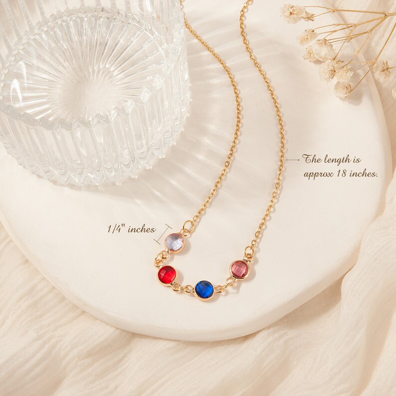 Mom Jewelry Necklaces Custom Multi Birthstone Necklace Birthstone Charm ...