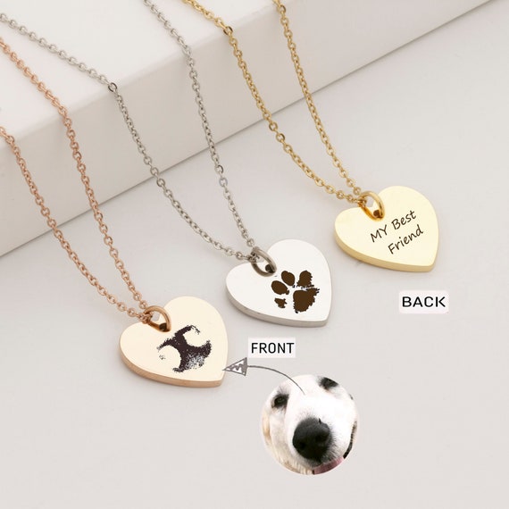 Personalized Dogs Leave Pawprints Heart Necklace Personalized Dogs Leave Pawprints Heart Necklace