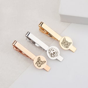 Wedding Gift for Groom Dog Tie clip Custom Tie Clip Tie Clip Personalize Pet Portrait Engraved Tie Bar Logo Tie Clip image 2