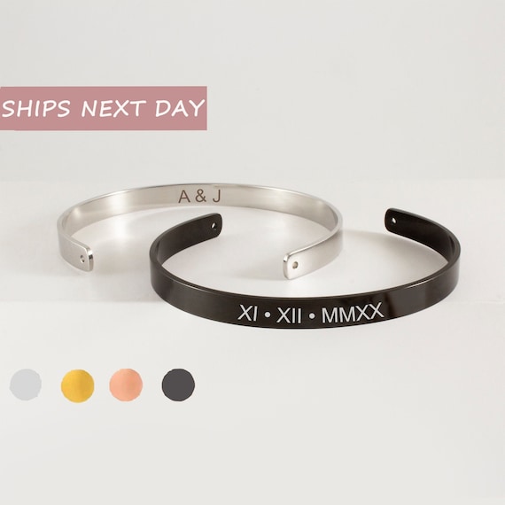 Personalized Couple Bracelets, Customized Couples Bracelet, Couples  Anniversary Date Bracelet, Roman Numerals Bracelet, His and Her Bracelet -  Etsy
