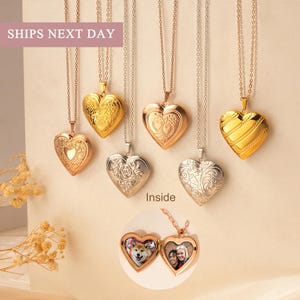 Heart Locket Necklace with Photo - Combination Vintage Heart Necklace - Photo Locket for Sibling, Best Friend - Personalized Jewelry for Her