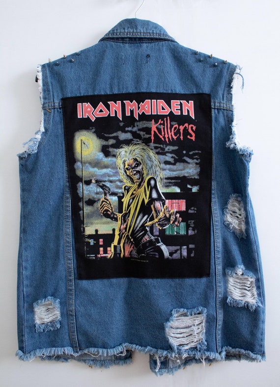 iron maiden denim vest