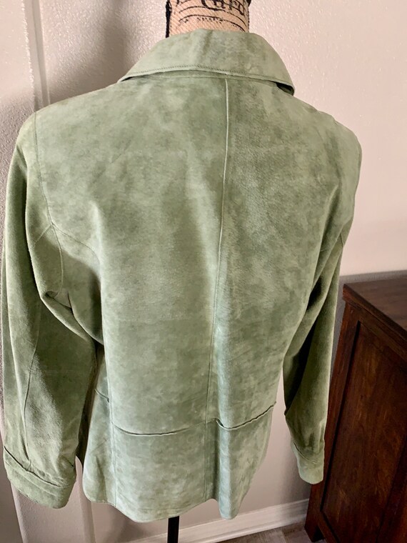 suede green blazer