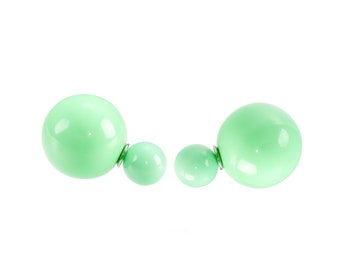 Double Dot - Dubbele Parel Oorbel / licht groen