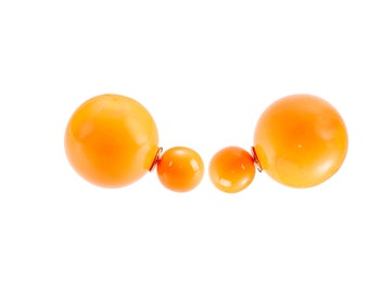 Double Dot - Dubbele Parel Oorbel / oranje