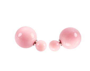 Double Dot double Pearl Earring/light rose