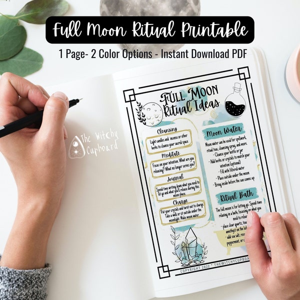 Full Moon Ritual PDF Instant Download Printable Ritual Page for Book of Shadows or Grimoire