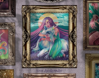 Unicorn Art Print: "Iridescent" Pastel Fantasy Artwork