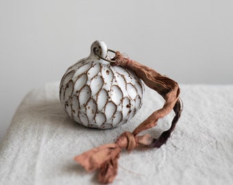 Ophelia Christmas Bauble Decoration in Glossy White