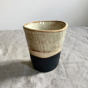 Handmade Ceramic Tumbler in Two Tone Glaze, Birch (natural, cream, beige) and Black. Rustic Finish, available in 3 colour variations