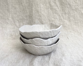 White Flecked Handmade Ceramic Cereal Bowl