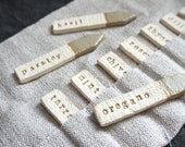 Herb Markers in Sage. Set of 10 with linen wrap. (Gardening labels sticks)