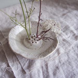 Ceramic Ikebana in cream off white Glaze, Japanese flower arranging, floral image 5