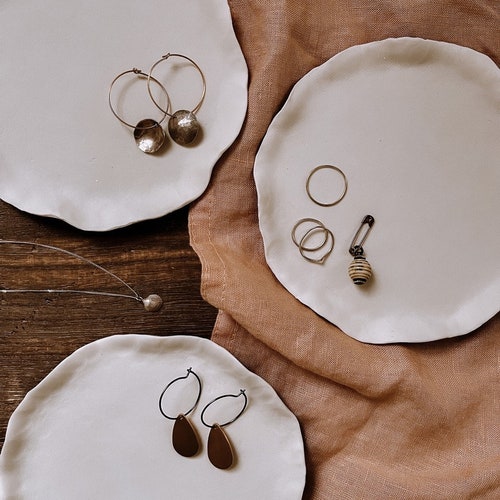 Porcelain Handmade Plate With Pinched Edge Jewellery Dish Etsy