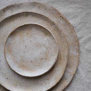 Ceramic Off-white on dark flecked clay 'Toasted' ceramic stoneware plate, dinnerware, kitchen decor, dinner set, serving plate. image 6