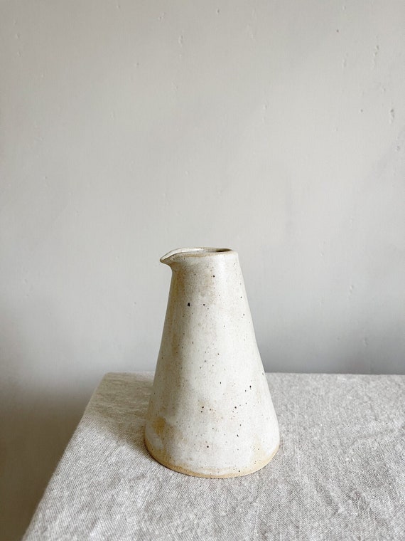 Ceramic Jug in Pebble Glaze, off White Speckle Clay, Stoneware, Pottery 