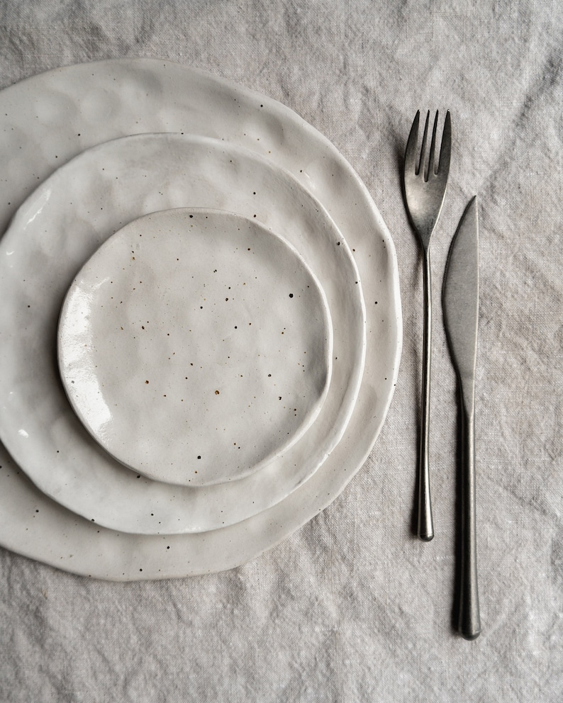 White Flecked Handmade Ceramic Plates Etsy
