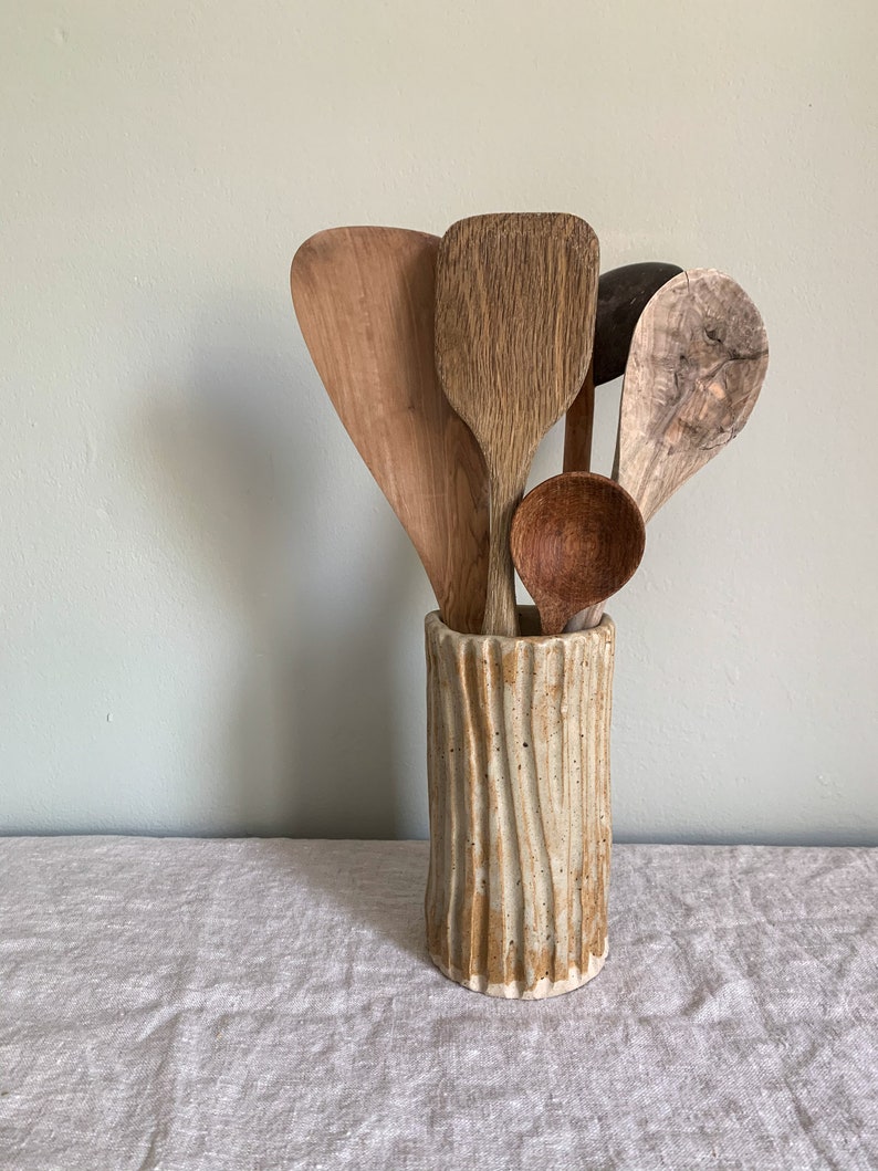 Faceted Sage Green Rustic Utensil Holder Kitchenware Etsy