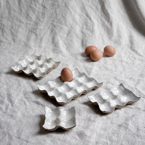 Creative Co-op DE0161 Ceramic Egg Holder,White