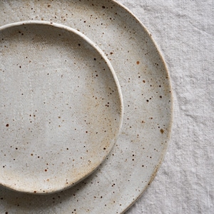 Ceramic Off-white on dark flecked clay 'Toasted' ceramic stoneware plate, dinnerware, kitchen decor, dinner set, serving plate. image 4