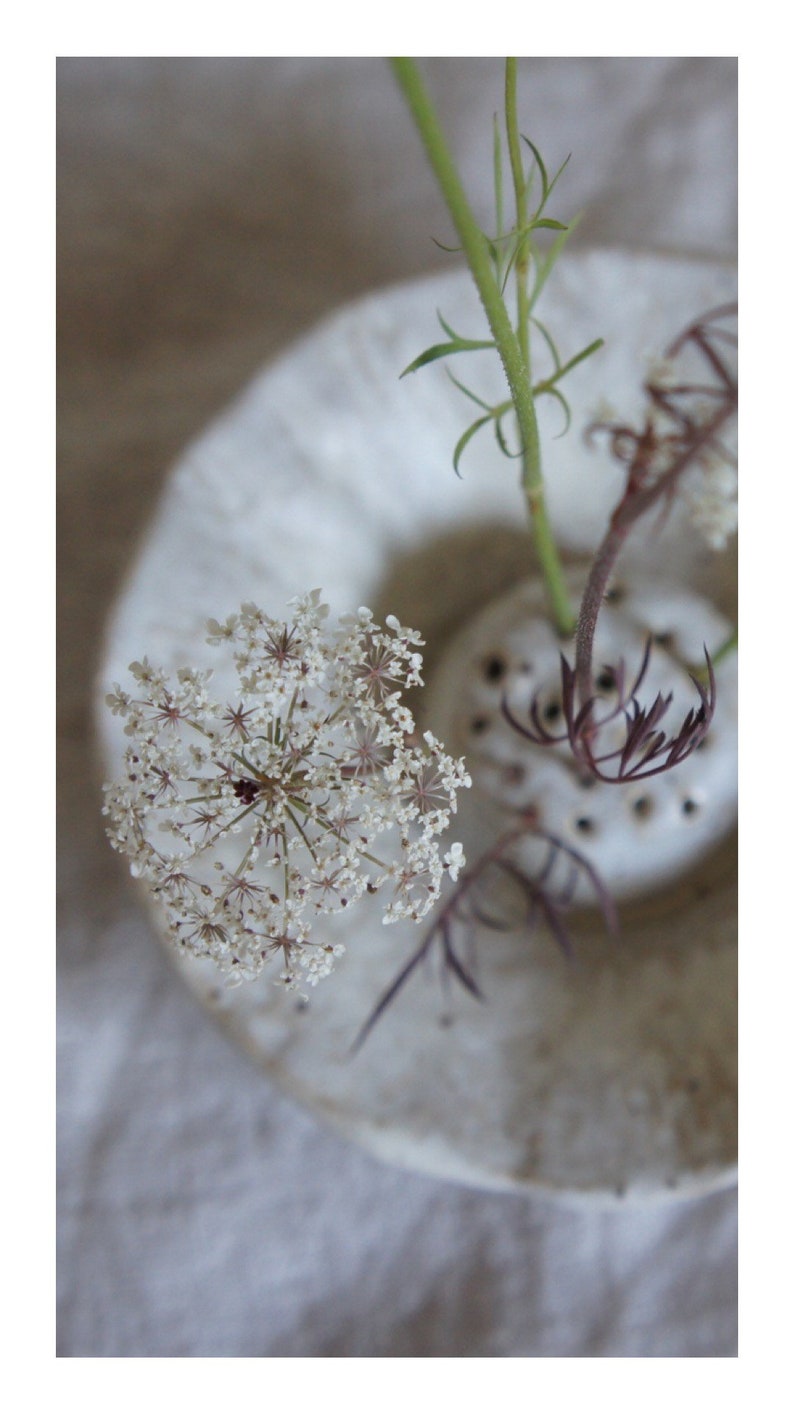 Ceramic Ikebana in cream off white Glaze, Japanese flower arranging, floral image 6