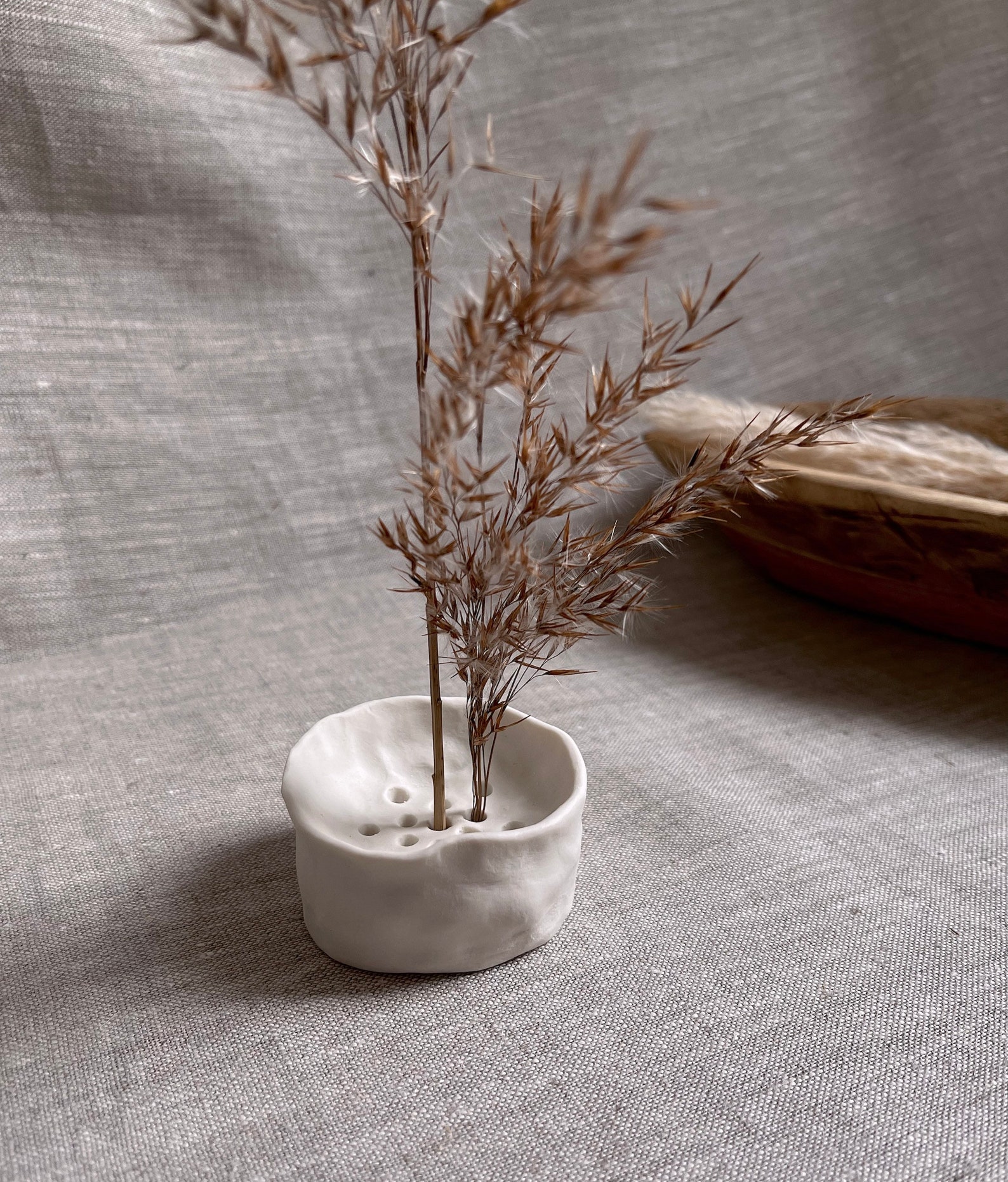 Porcelain Ikebana Stem Holder White Floral Flower Etsy