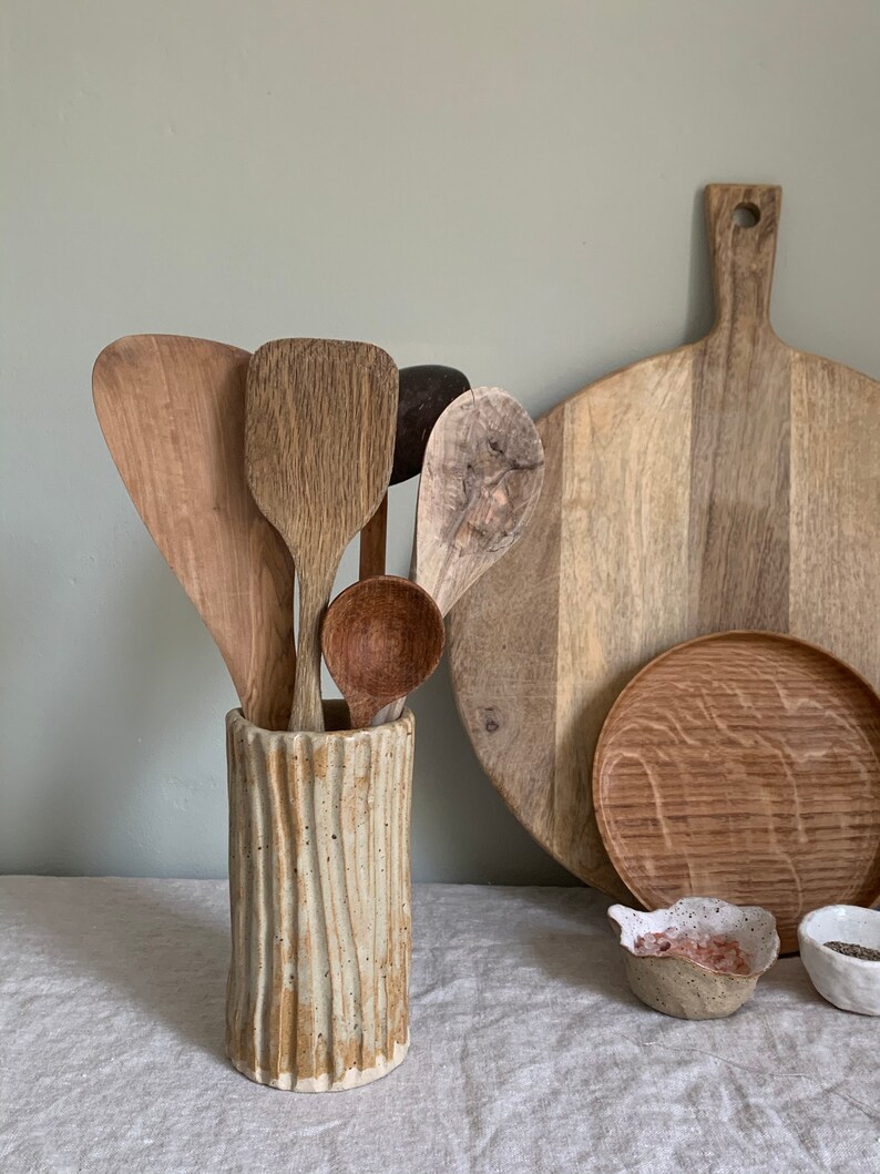 Faceted Sage Green Rustic Utensil Holder Kitchenware Etsy