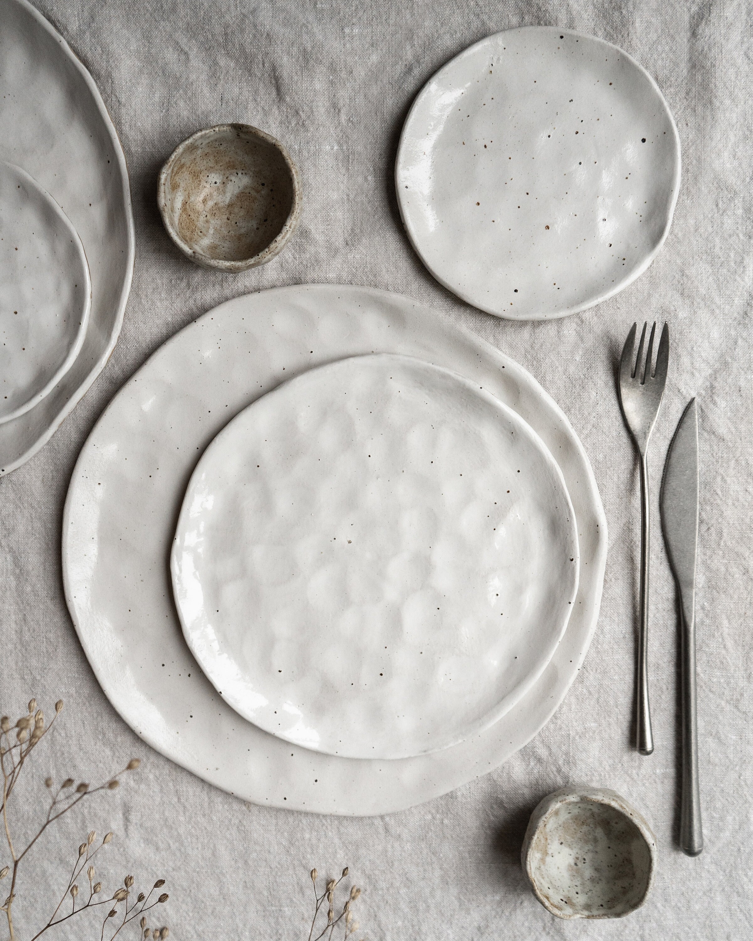White Flecked Handmade Ceramic Plates Etsy