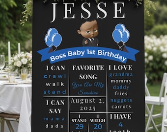 Personalized Boss Baby Boy Birthday Keepsake Poster | Custom Printed Party Decor Entrance or Table Display