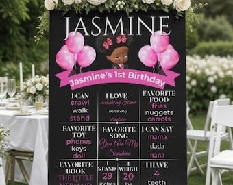 Personalized Boss Baby Girl 1st Birthday Stats Poster (Printable)