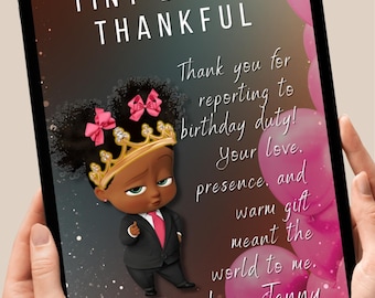 Boss Baby Thank You Card | Pink Tiara, Personalized 5x7 (Digital Printable)