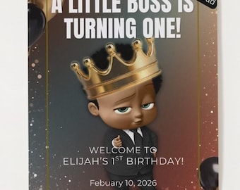 Personalized Boss Baby 1st Birthday Welcome Sign | Custom Photo (Digital Download)