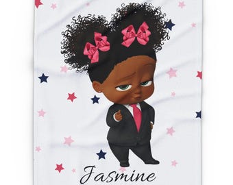 Personalized Boss Baby Girl Blanket – Custom Fleece Throw