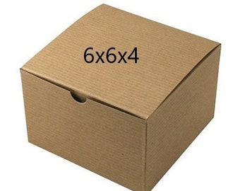 Kraft Gift Box with Lid 6x6x4 or 4x4x4 | Brown Favor Boxes | Rustic Wedding Party Treat Packaging | Small Business Shipping Boxes