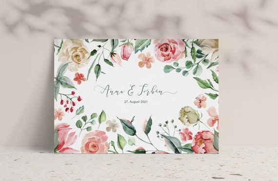 Einladungen zur Hochzeit "Blütentraum", Hochzeitseinladungen, Hochzeitskarten, Hochzeitspapeterie, Blumen, Faltkarte, Sommerhochzeit, Floral