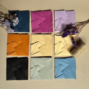 Sobre de origami hecho a mano, sobre de papel de alta calidad, para desplegar y cerrar en terracota, morado, lila, crema, arena, azul, gris