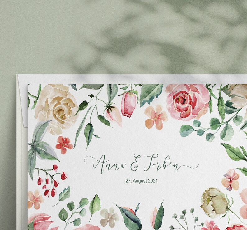 Invitations to the wedding "Blossom Dream", wedding invitations, wedding cards, wedding stationery, flowers, folding card, summer wedding, floral image 5