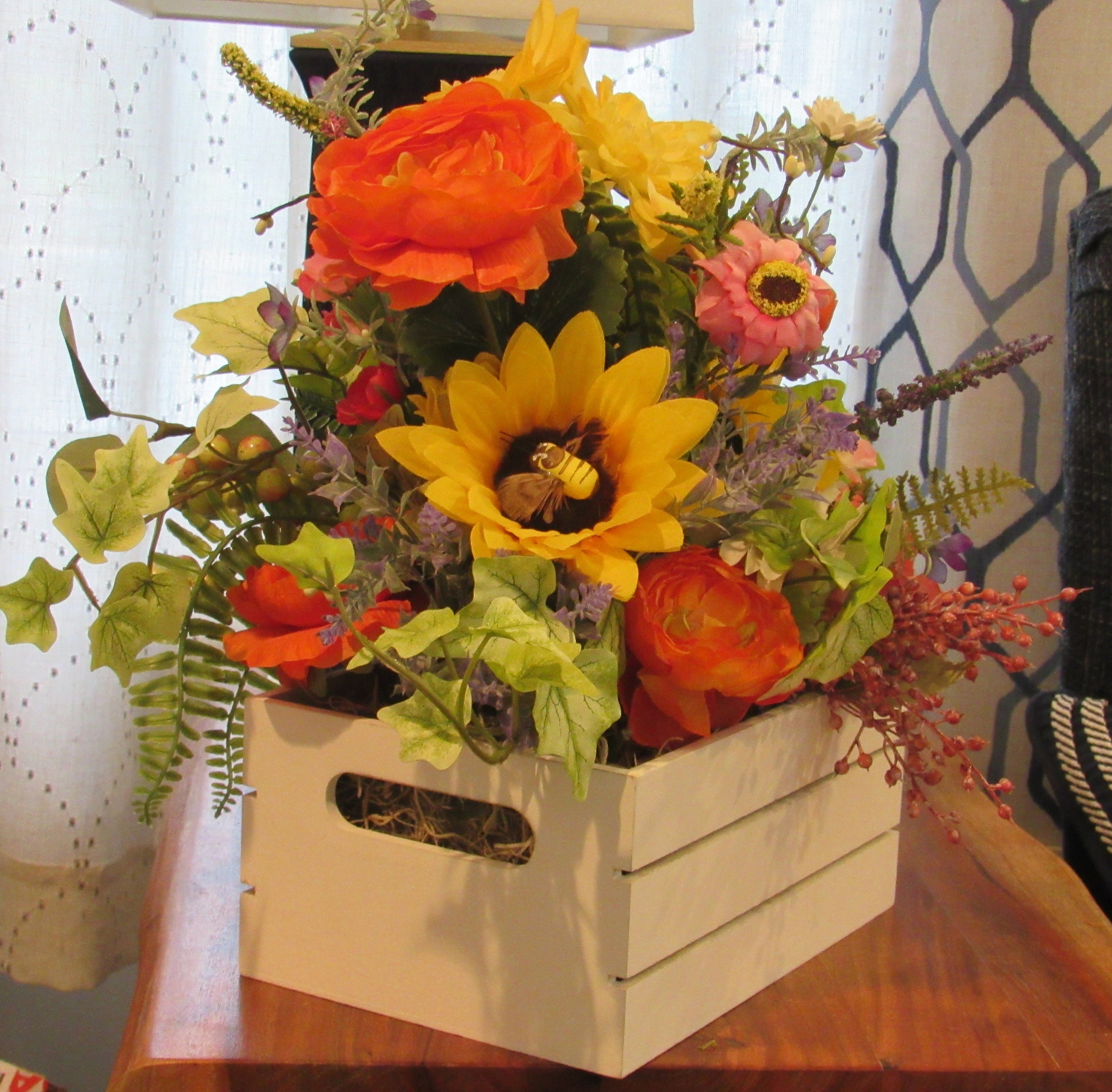 Beautiful Box of Flowers Farmhouse style mixed bouquet