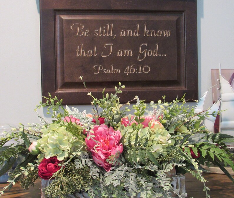 Serving Tray Centerpiece for Table or Buffet With With Pink and Green