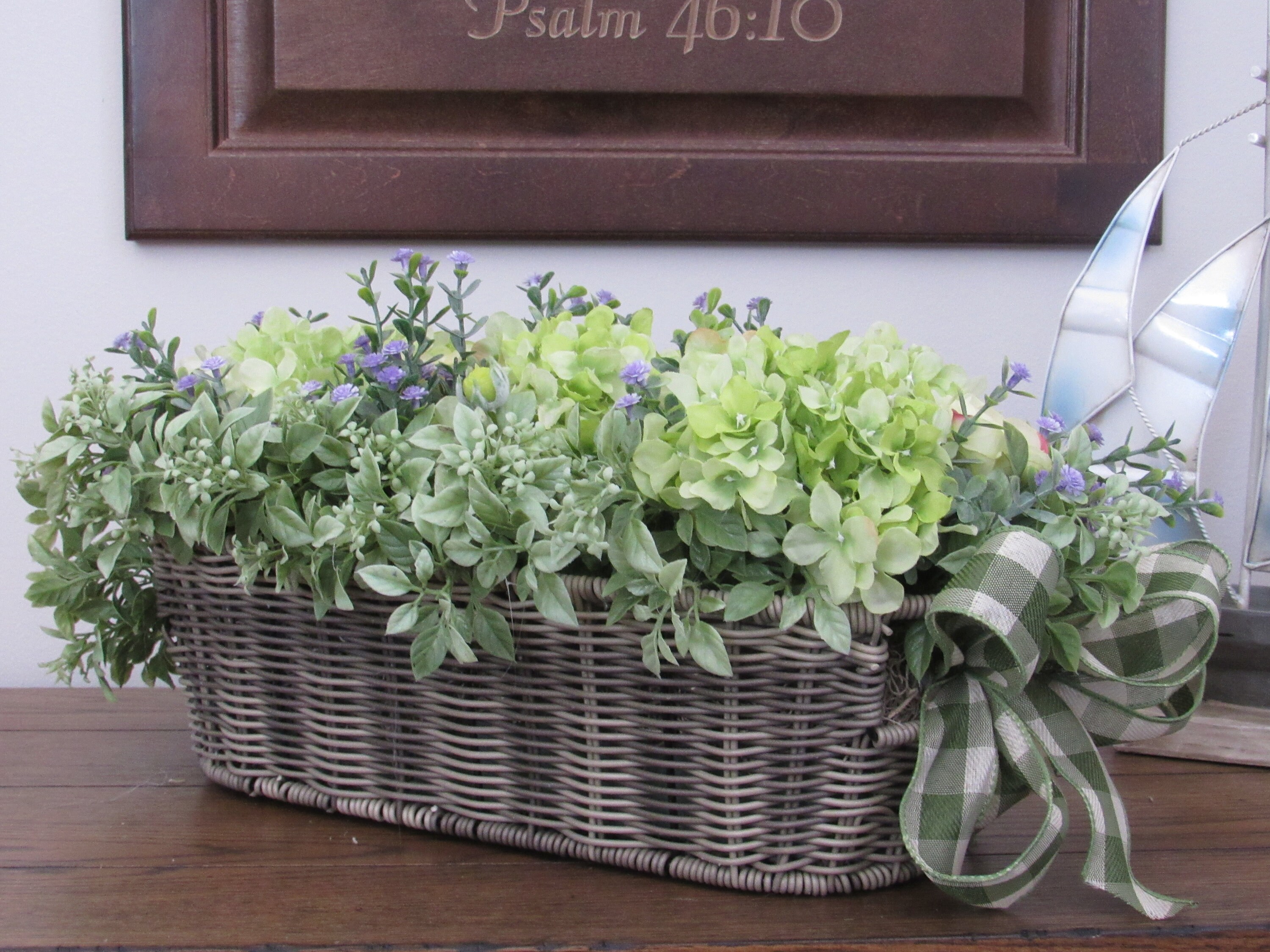 Designer Nautica Basket of Lavender, Wildflowers and Greenery, table