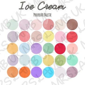 Procreate Colour Palette, Color swatches File, For iPad lettering, digital journal planner - Ice Cream