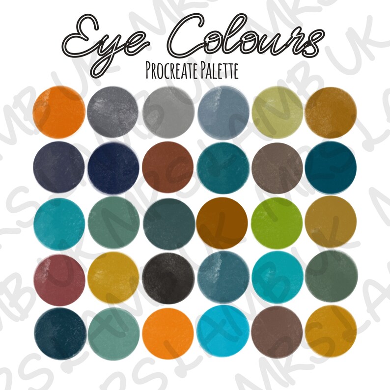 Procreate Eye Colours Procreate Colour Palette, Eye Color Swatches File, for iPad Lettering ...