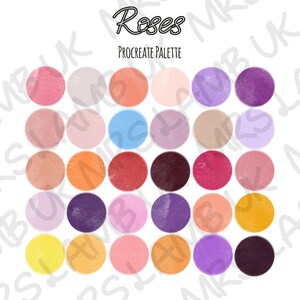 Procreate Colour Palette, Color swatches File, For iPad lettering, digital journal planner - Roses