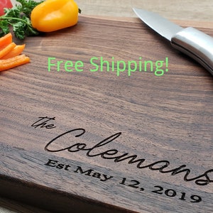 Personalized Cutting Board, Walnut Custom Engraved Free Shipping Charcuterie Wedding Engagement Gift Christmas Black Friday Sale Butter