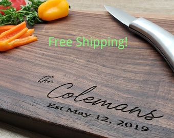 Personalized Cutting Board, Walnut Custom Engraved Free Shipping Charcuterie Wedding Engagement Gift Christmas Black Friday Sale Butter