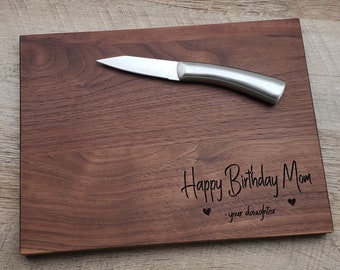 Happy Birthday Gift Personalized Cutting Board, Maple or Walnut, Custom, Engraved Free Shipping Charcuterie Wedding Engagement Anniversary