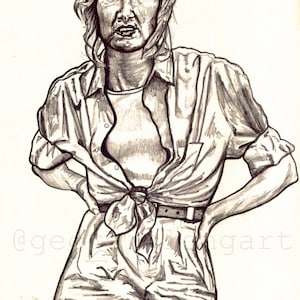 Dr. Ellie Sattler from Jurassic Park Sharpie Drawing Print