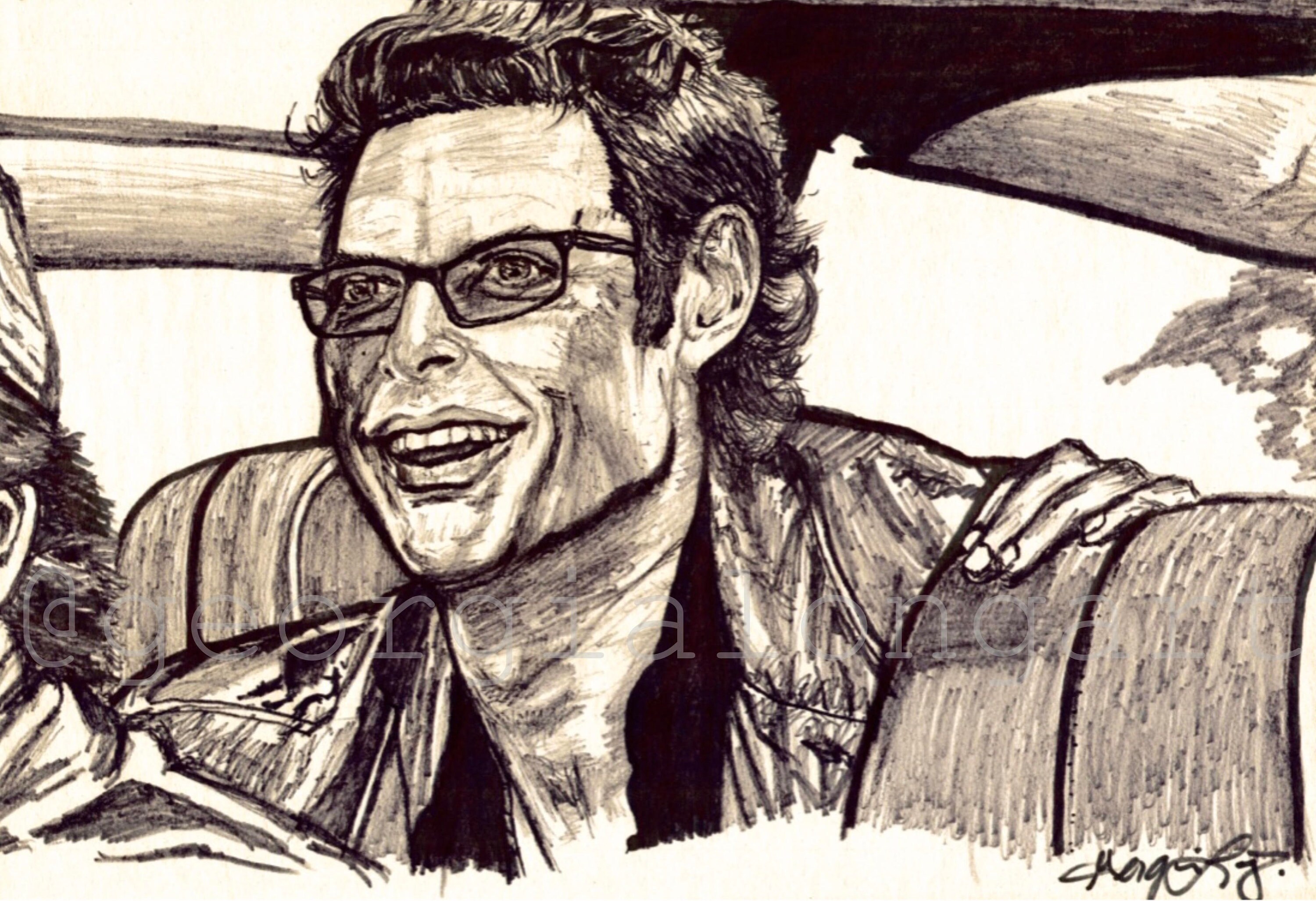 Dr. Ian Malcolm From Jurassic Park Sharpie Drawing Print - Etsy